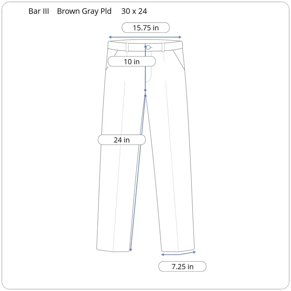 New Bar III Men's 30 x 24 Slim Gray Brown Plaid Performance Stretch Dress Pants